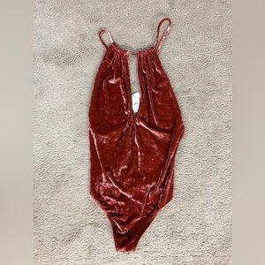 Urban Outfitters Out From Under Rose Velour Bodysuit